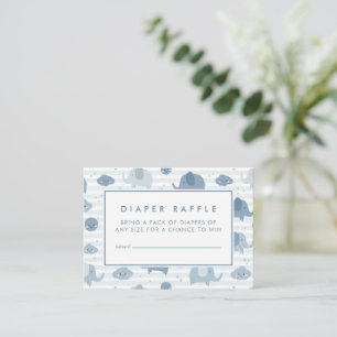 BABY SHOWER RAFFLE BILJETT Baby blue elefanter Anteckningskort