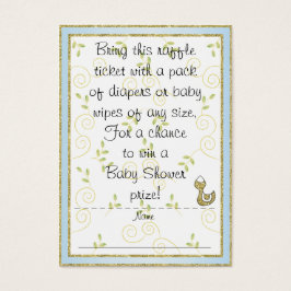 Baby Shower Raffle Biljett/BLUE/Guld Birds Visitkort