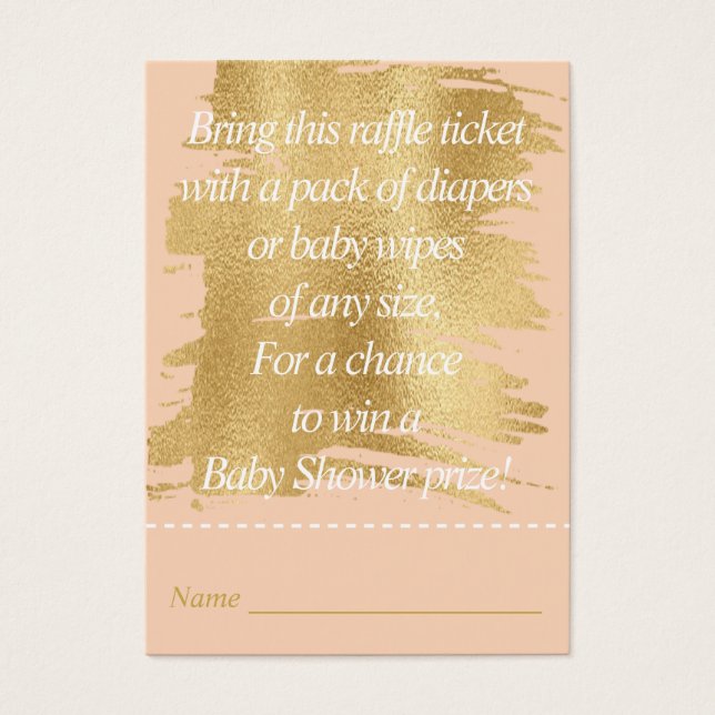Baby Shower Raffle Biljett/Classic Rosa/Guld Visitkort (Framsidan)