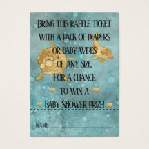 Baby Shower Raffle Biljett/Dolphin Mamma & Baby