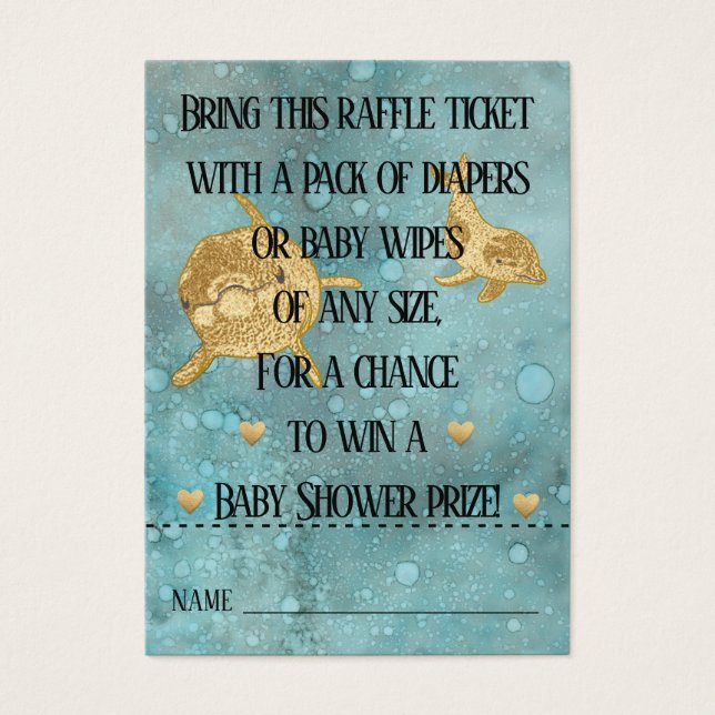 Baby Shower Raffle Biljett/Dolphin Mamma & Baby Visitkort (Framsidan)
