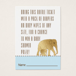 Baby Shower Raffle Biljett Elephant Guld Blue