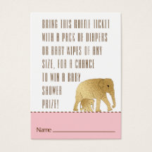 Baby Shower Raffle Biljett Elephant Guld Rosa