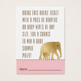 Baby Shower Raffle Biljett Elephant Guld Rosa