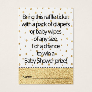 Baby Shower Raffle Biljett/Guld Baby Penguin Visitkort