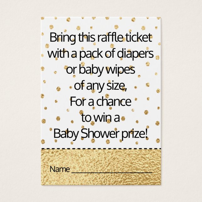 Baby Shower Raffle Biljett/Guld Baby Penguin Visitkort (Framsidan)