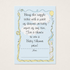 Baby Shower Raffle Biljett/Gult/Blue Castle Visitkort