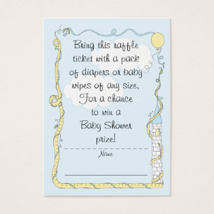 Baby Shower Raffle Biljett/Gult/Blue Castle Visitkort