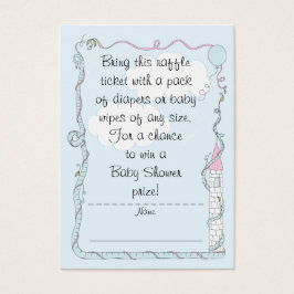 Baby Shower Raffle Biljett/Rosa/Blue Castle Visitkort