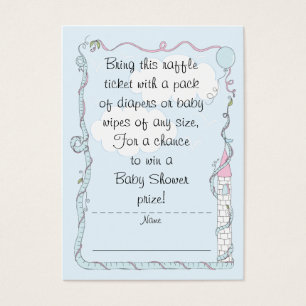 Baby Shower Raffle Biljett/Rosa/Blue Castle Visitkort