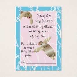 Baby Shower Raffle Biljett/Rosa/Blue Turtle Visitkort