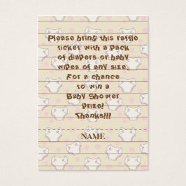 Baby Shower Raffle Biljett/Rosa/Bygg A Bibliotek Visitkort