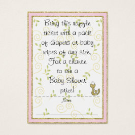 Baby Shower Raffle Biljett/ROSA/Guld Birds Visitkort