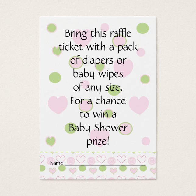 Baby Shower Raffle Biljett/Sugar and Spice Visitkort (Framsidan)