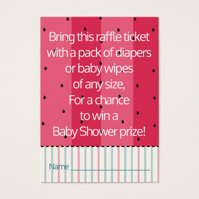 Baby Shower Raffle Biljett/Umbrella Watermelon Visitkort (Framsidan)