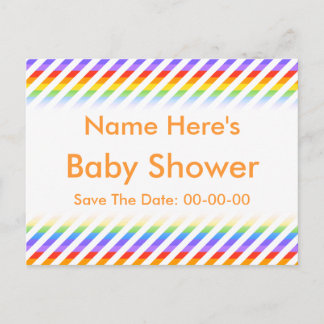 Baby Shower. Rand med Regnbåge Färg. Meddelande Vykort