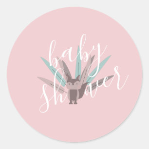 Baby Shower Räv Bohemian Fjädrar   Runt Klistermärke