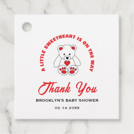 Baby Shower Red White Nalle Little Swehoney Gåvor Etiketter