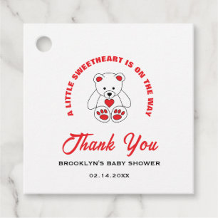 Baby Shower Red White Nalle Little Swehoney Gåvor Etiketter