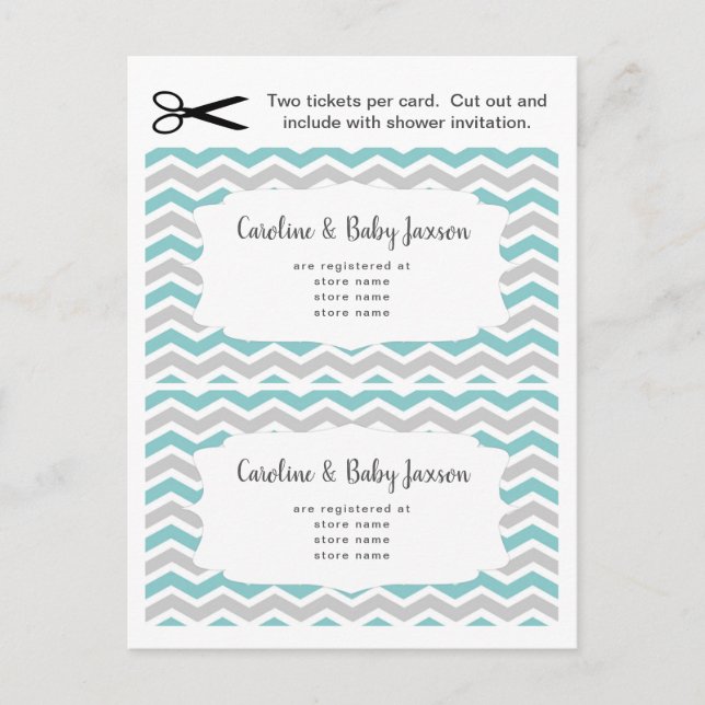 Baby Shower registreringskort, teal neutral Inbjudan Vykort (Framsida)