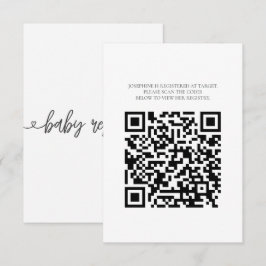 Baby Shower Registry Card with QR Code Minimalist Tilläggskort