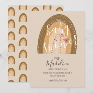Baby Shower Regnbåge Fjärilar Boho  Inbjudningar