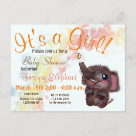 Baby Shower Regnbåge och Elefant Doodle Art Meddel Meddelande Vykort