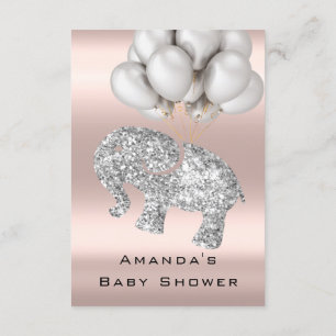 Baby Shower Ro Balloon Elephant Girl Boy Silver Inbjudningar