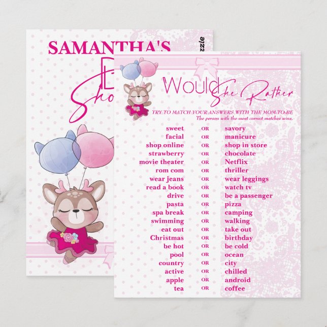 Baby Shower. Rosa Baby Dee Prediction and Advice. Vykort (Fram/baksida)