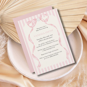 Baby Shower Rosa Bågar Ränder Baby Flicka Modern Inbjudningar