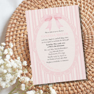 Baby Shower Rosa Bågar Ränder Babyflicka Söt Moder Inbjudningar