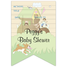 Baby Shower Rosa/Bibliotek, Swallowtail Banner Vimplar