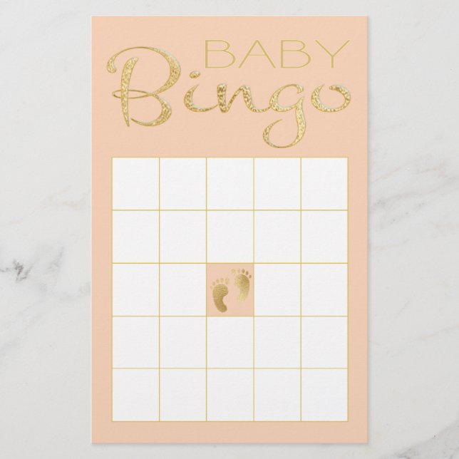 Baby Shower Rosa BINGO "Guld/Rosa Classic" (Framsida)