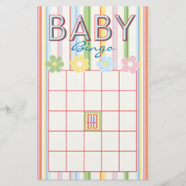 Baby Shower Rosa BINGO "Picnic Blommigt" Flygblad