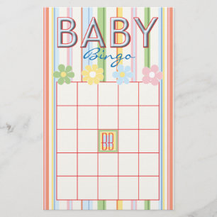 Baby Shower Rosa BINGO "Picnic Blommigt" Flygblad