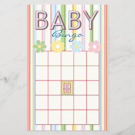 Baby Shower Rosa BINGO "Picnic Blommigt" Flygblad
