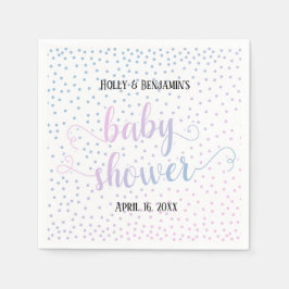 Baby Shower Rosa Blå Konfetti, Namn & Datum Pappersservett