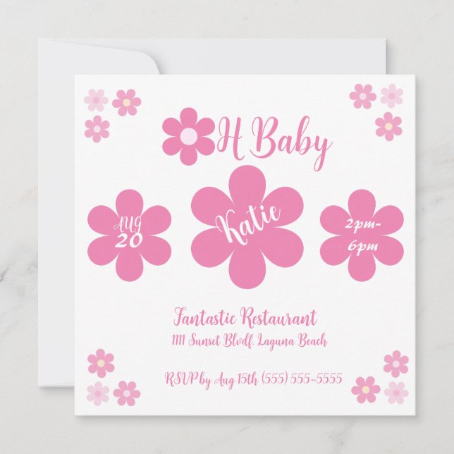 Baby Shower- Rosa Blomma Glam- (Framsida)