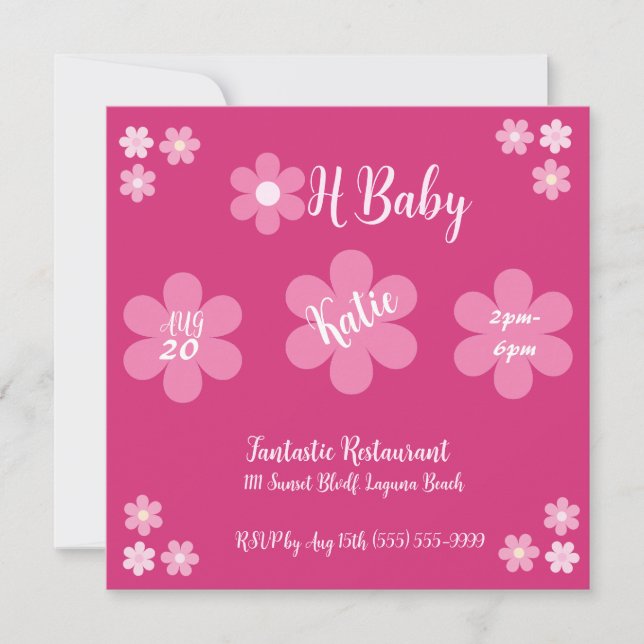 Baby Shower- Rosa Blomma Glam- (Framsida)