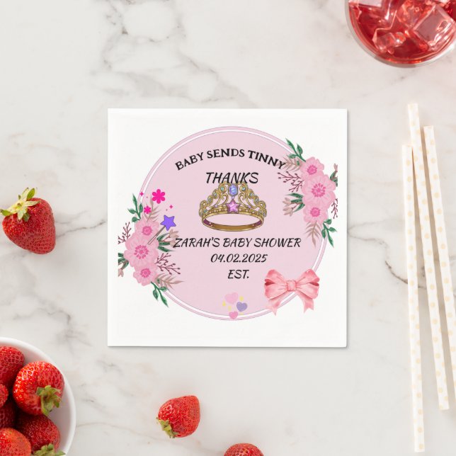 BABY SHOWER ROSA BLOMMIGT NAPKINS PAPPERSSERVETT (Insitu)