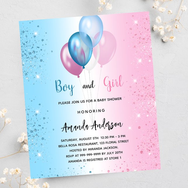 Baby Shower rosa Blue Girl-pojkinbjudan (Skapare uppladdad)