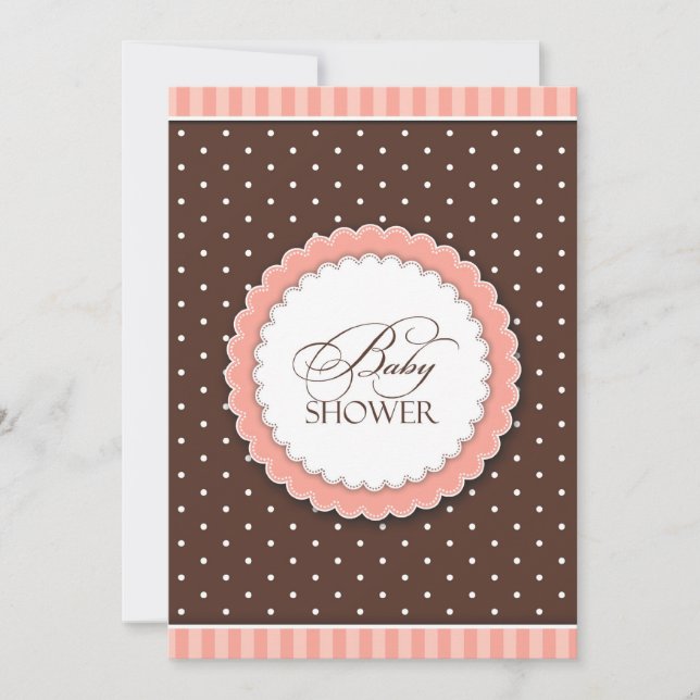 Baby Shower Rosa Brun Platt Inbjudan (Framsida)
