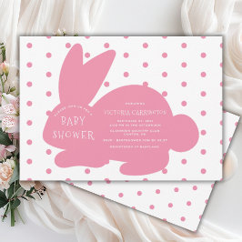 Baby Shower Rosa Bunny Rabbit Polkadots Inbjudningar