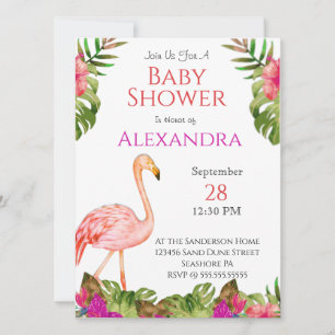 Baby Shower Rosa Flamingo Tropical Wildlife