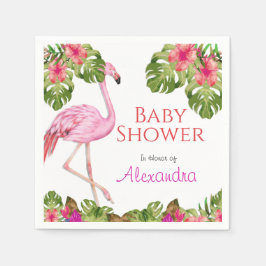 Baby Shower Rosa Flamingo Tropical Wildlife Pappersservett