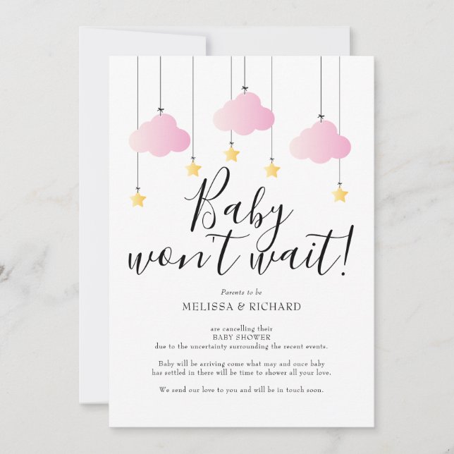 Baby Shower, Rosa flicka Sprinkle Avbokningskort Inbjudningar (Framsida)