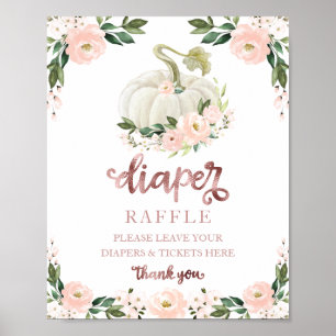 Baby Shower Rosa Guld Blöja Lotteri Spel Skylt