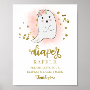 Baby Shower Rosa Guld Blöja Lotteri Spel Skylt