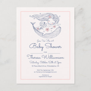 Baby Shower Rosa Liten Flicka Sjöröding Vykort