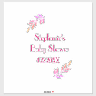 Baby Shower Rosa Löv Mönster Girls Girly Cute Klistermärken